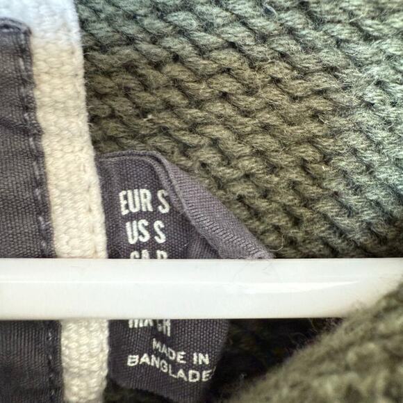 H&M L.O.G.G‎ Men’s Green White Shawl Collar Cotton Sweater Small - Picture 5 of 9